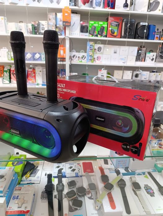 Музыкальная колонка 2 микрофона караоке