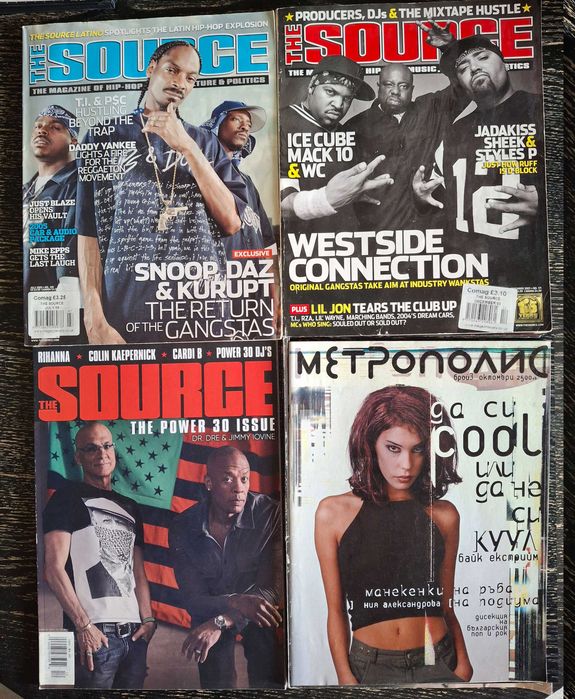 Списания: Нокаут, The Source, XXL, Vibe, Tattoo Life, Lowrider, Men's Health, DUB, Slam, Метрополис, Respect, Hip Hop Connection, Playboy и още ...