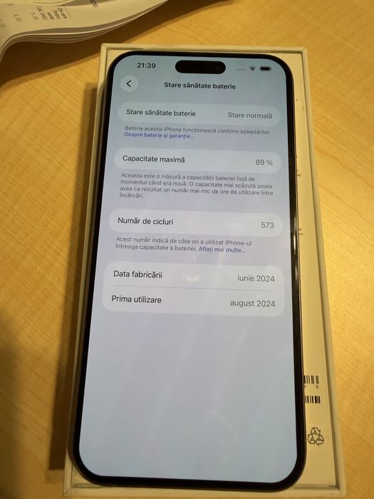 Iphone 15 Pro Max 512 GB stare foarte buna . Cumparat de nou .