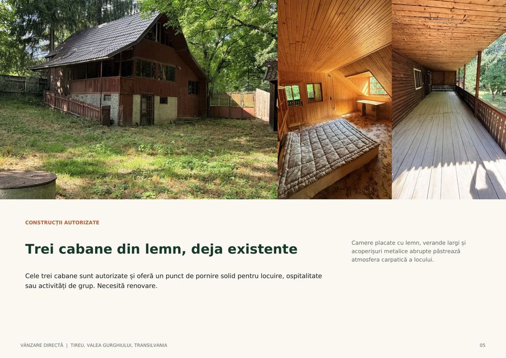 1,76 ha intravilan cu pârâu de munte și 3 cabane – Via Transilvanica, Mureș
