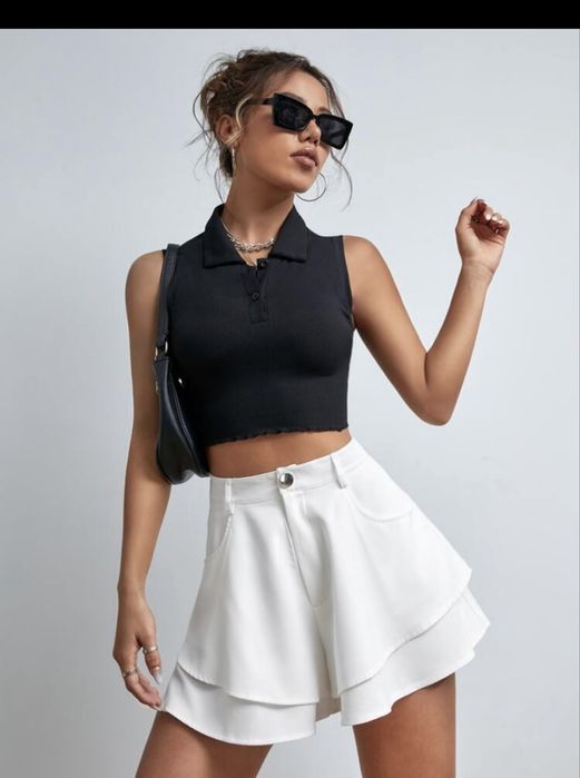 Бели къси гащи с висока талия