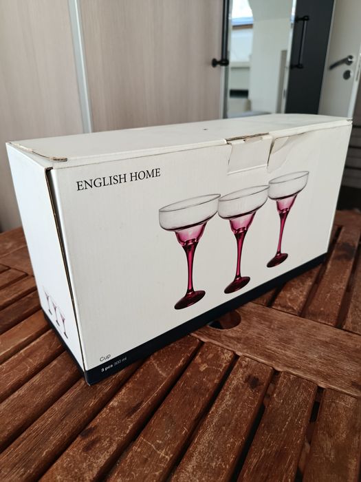 Комплект от 3 чаши  English Home, 300 мл, стъкло, розови