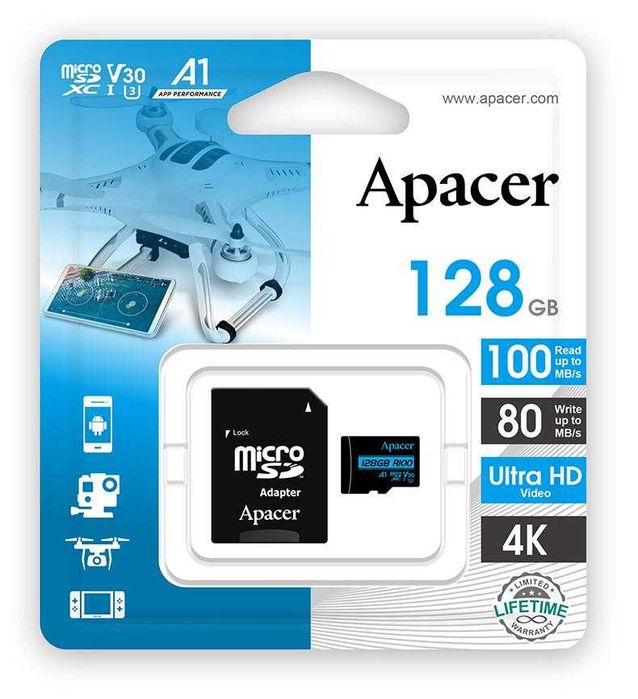Оригинальные карты памяти Apacer MicroSD HC 128GB — 10 Class.