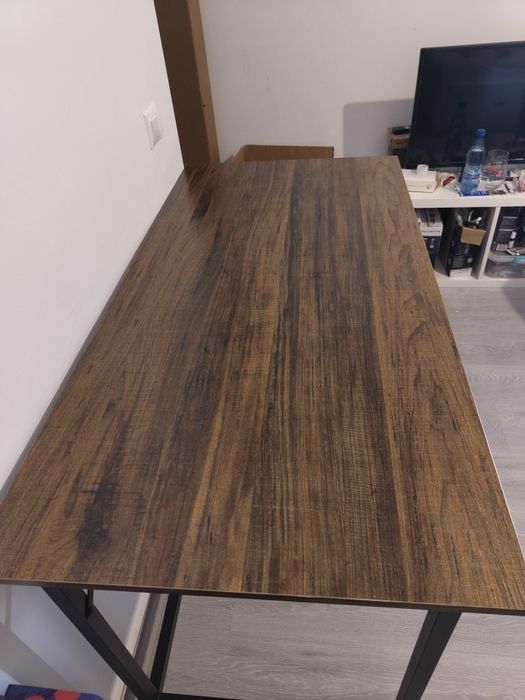 Industrial Desk 120x60 – Metal Frame – With Shelves – Brown/Black