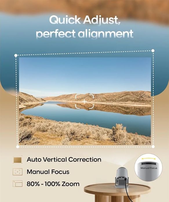 ПромоЦена!2025г.Smart 4K Android WiFiМини проектор +72инчов екран