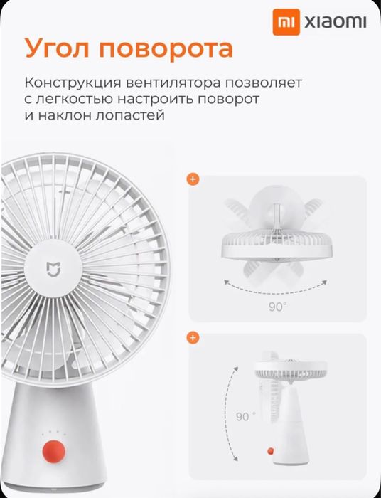 Настольный портативный вентилятор Xiaomi Mijia Desktop Fan(Белый)