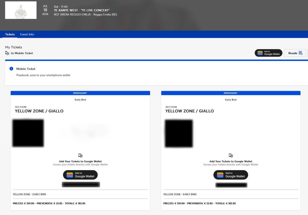 ULTIMA SANSA!!! Bilete concert KANYE WEST "YE LIVE CONCERT" - RCF Arena Reggio Emilia