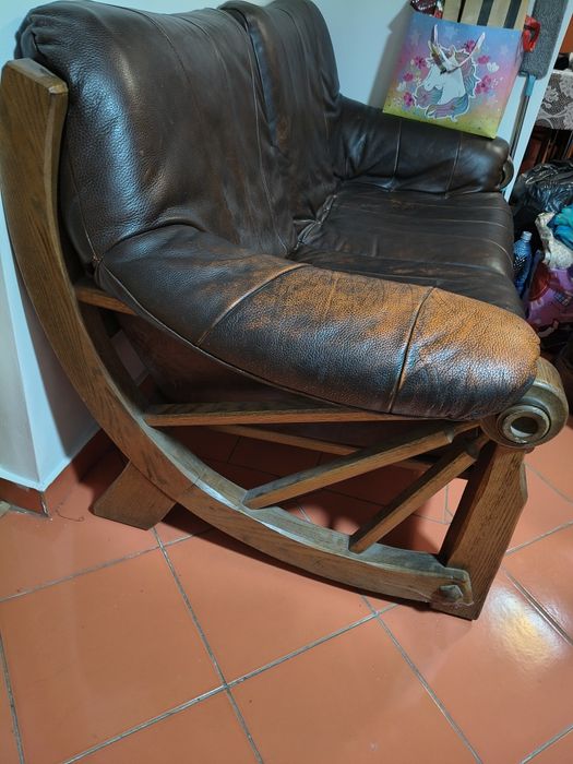 Canapea de piele 2 locuri model rustic