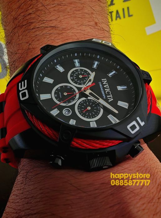 INVICTA Vanguard Red/black 50 mm, Инвикта нов мъжки часовник