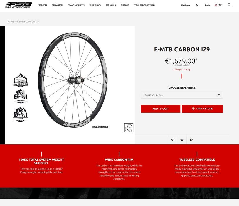 FSA карбонов Wheelset 29/27.5 Mullet, FSA i29 Carbon E-MTB