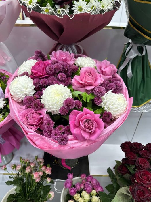 pion bables romashka atirgul buket gullar 101 201