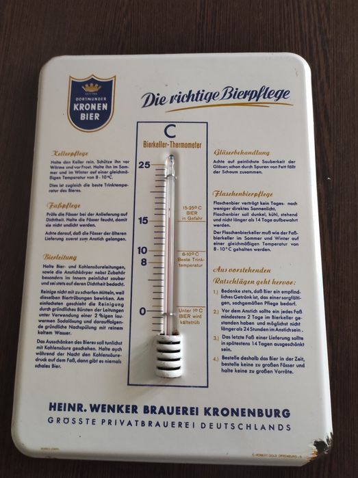 Termometru  bere  24x34cm din tabla emailata.