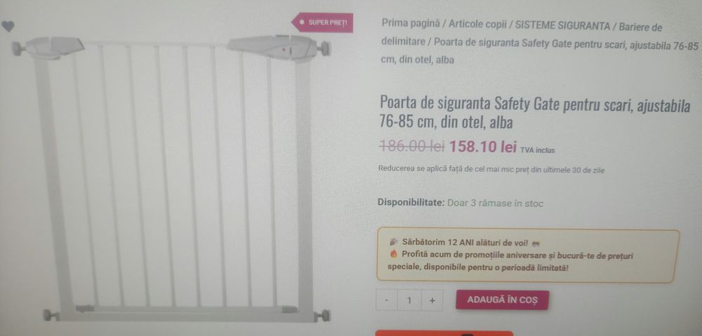 2 Portite de siguranta din metal reglabile pentru copii sau caini