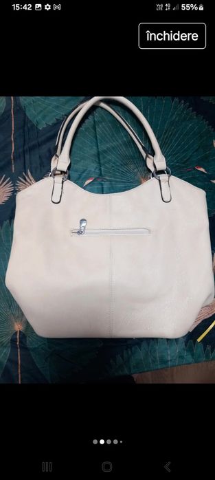 Geanta umar bej+ 1 alba piele