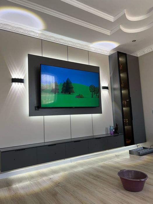 Тв зона от 180к. Работа с бамбук панелями и декоративные дизайны