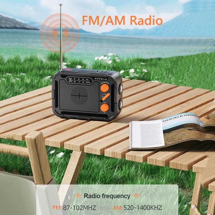 Туристическо соларно радио STELS с 5000mAh Power Bank, фенер и компас