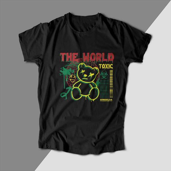 Черни тениски с Teddy Bear, Различни мечета, Тениска с щампа