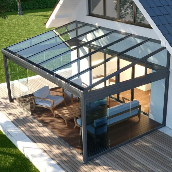 Pergola retractabila din aluminiu cu membrana pvc sau  bioclimatica,  sticla, copertine-montaj +garanție București - Ilfov