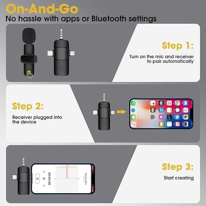 Мини безжичен Lavalier микрофон PoP voice за iPhone, Android