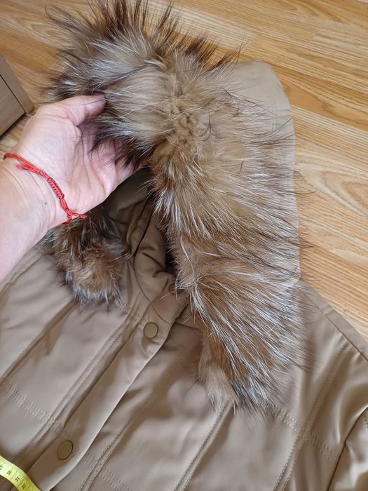 Яке с естествен пух и кожено