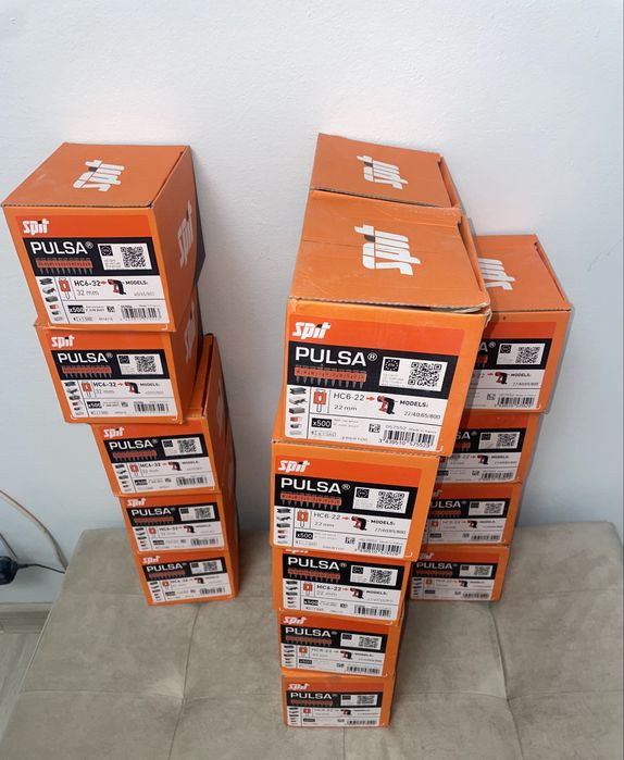 Cuie pistol spit pulsa p800 + gaz   22mm-14 cutii 32mm- 5 cutii Tub gaz - 5 bucăți