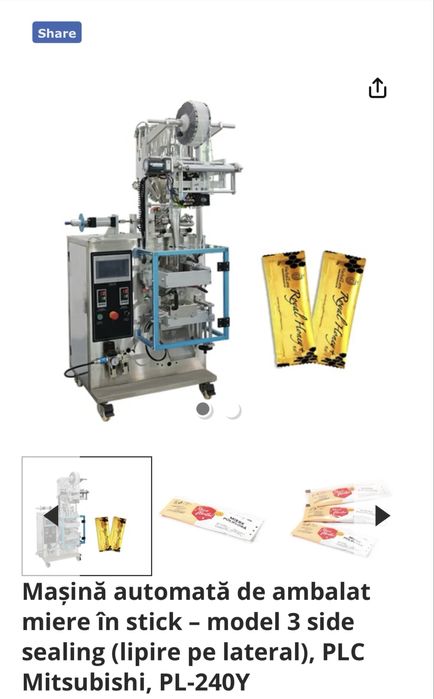 Masina automata de ambalat miere / alte lichide la plic