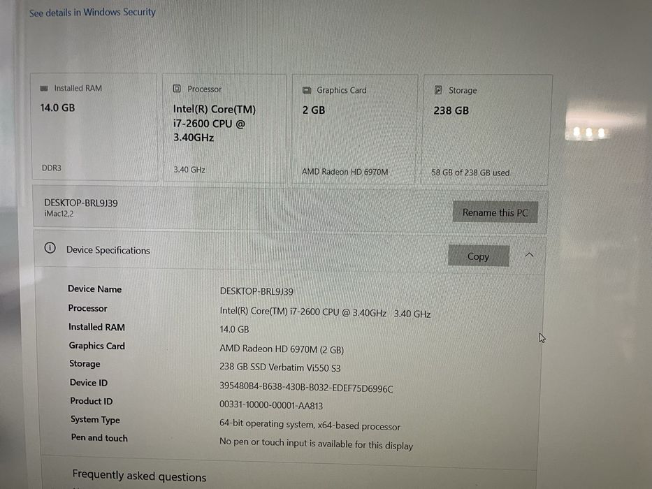 Imac  2011 -27”