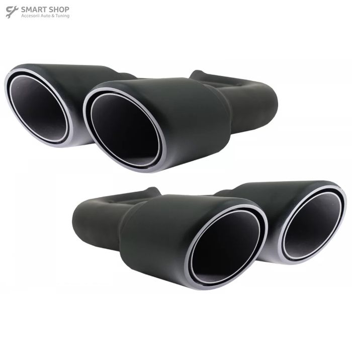 Ornamente Evacuare compatibil cu Porsche Cayenne 92A V6 (05/2010-09/2014) GTS Design Negru Mat