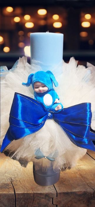 Lumânare Botez Băiețel - Bleu