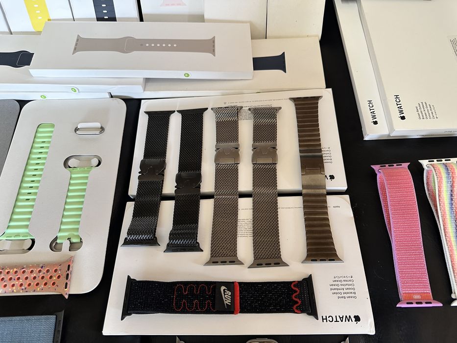 Milanese Titanium Natural 49mm Apple Watch Ultra Neon Green Ocean Band Link Bracelet 46mm Natural