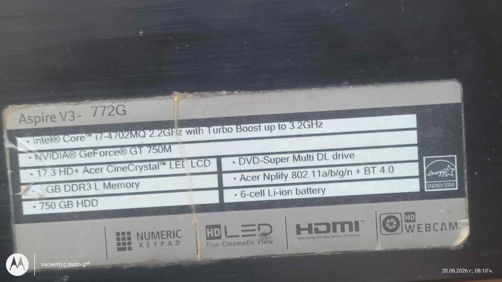 лаптоп acer aspire v3 772g 17,3" за части