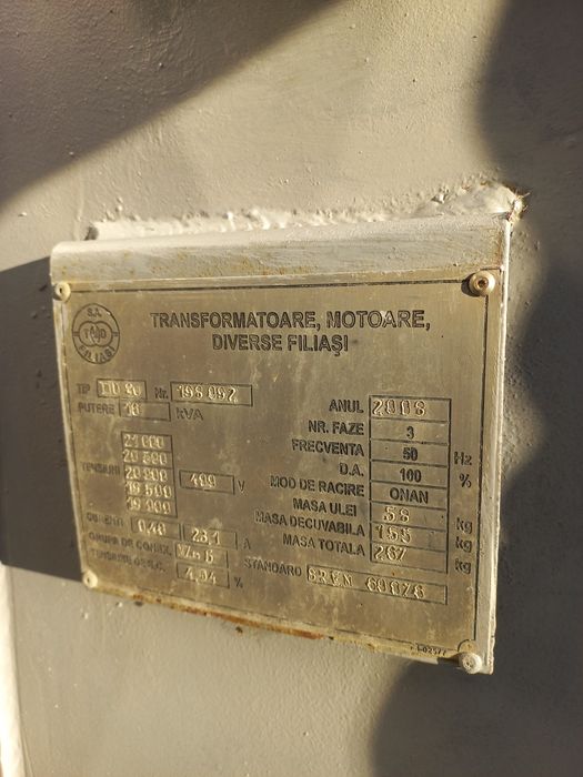 Transformator Trifazic Ulei 16 kVA | 20kV/0.4kV | NOU (Nefolosit)