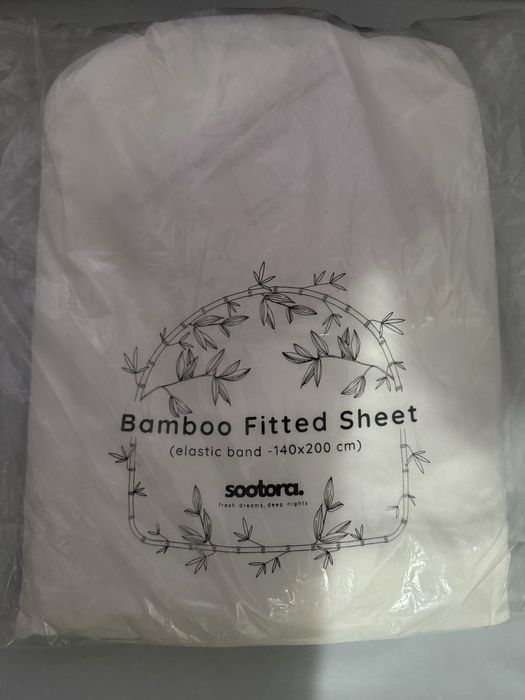 Cearșaf pat Sootora bambus 140x200cm,lenjerie răcoritoare,elastic,vară