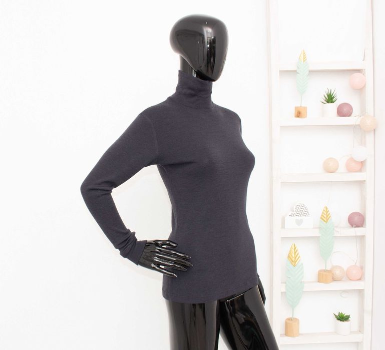 Janus дамска блуза от мериносна вълна сива поло яка термо бельо S