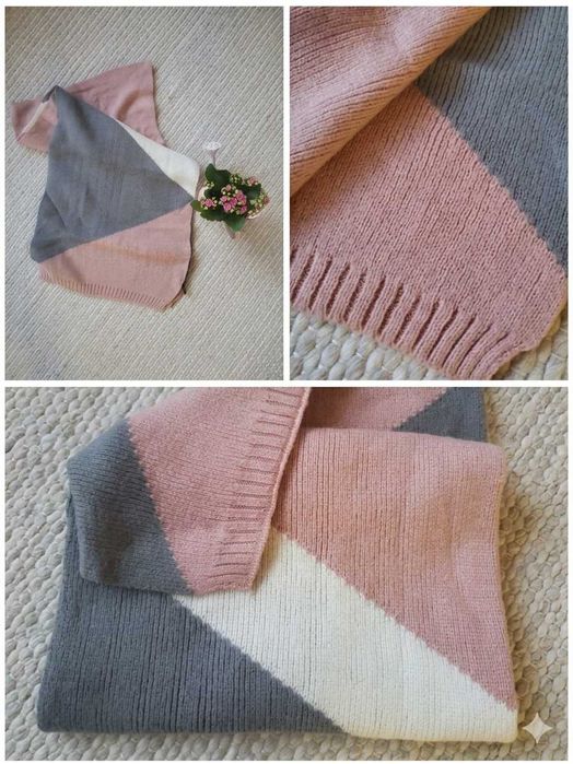 Топъл зимен шал в пастелни цветове.