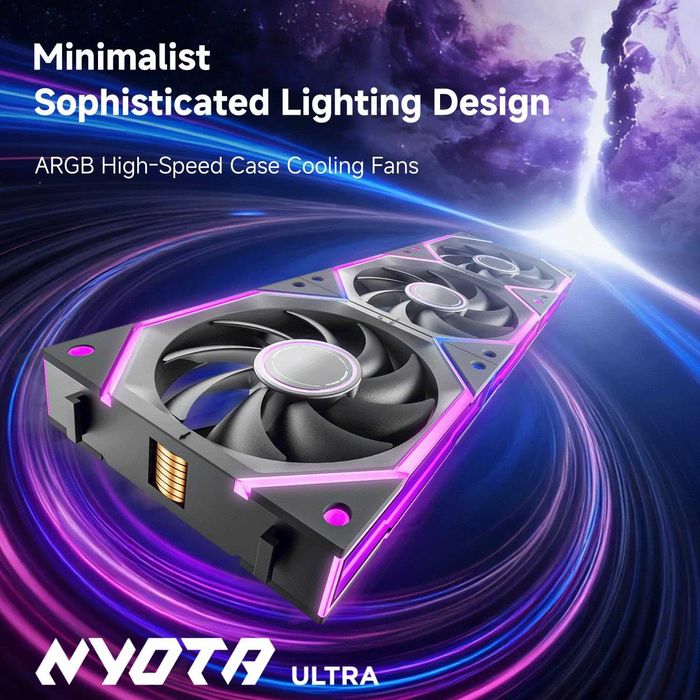 Ventilator cooler carcasa PC Desktop AsiaHorse Nyota Ultra 120mm Design inspirat spatiu (Oglindă Infinity + Inel RGB),9 palete 58.5 CFM,Control PWM