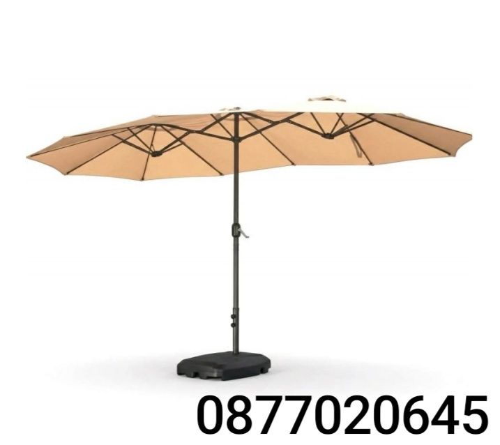 Градински чадър  UV защита, 460x270x240 см, Бежов