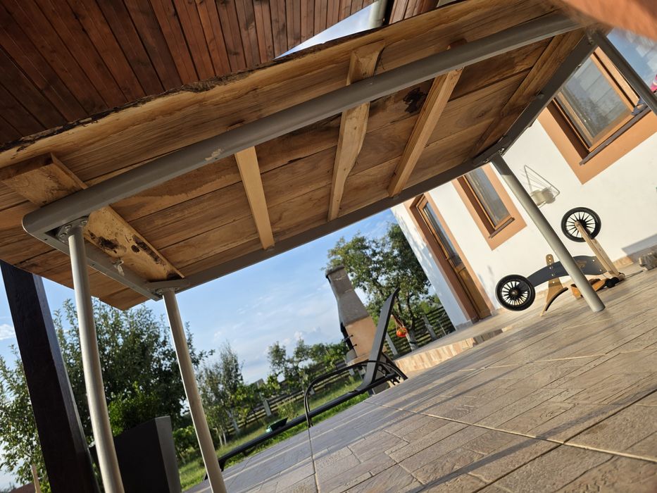 Masa lemn masiv nuc si picioare aluminiu