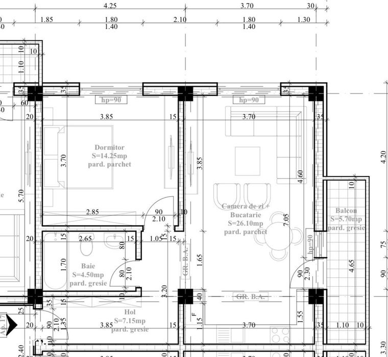 Apartament 2 cam 58 mp, credit, direct dezvoltator, Hlincea