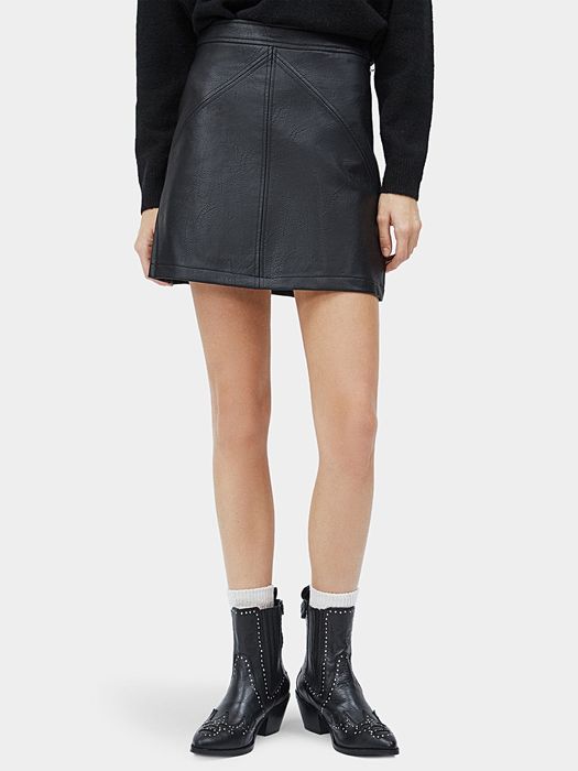 Pepe Jeans сет кожена пола и блуза с буфан ръкав