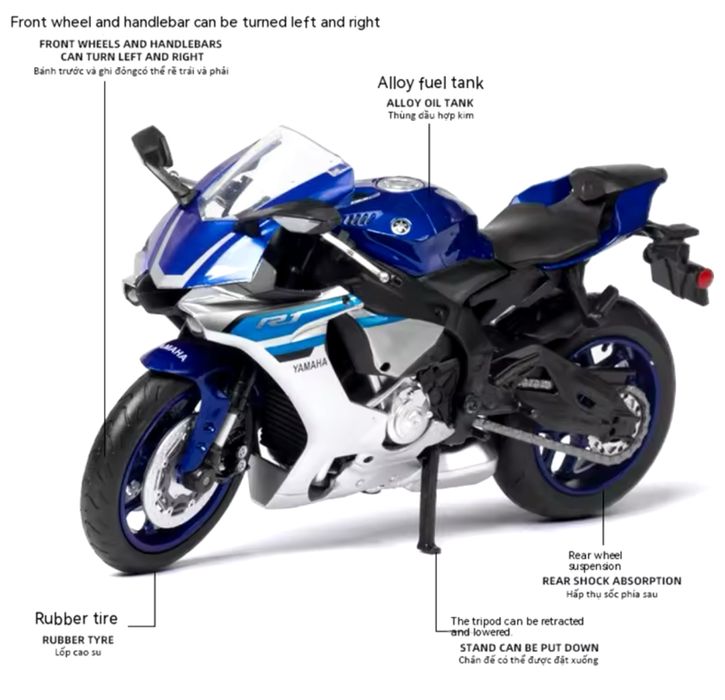 Macheta Model Mini Bike Moto Motocicleta YAMAHA YZF-R6 Scara 1:12