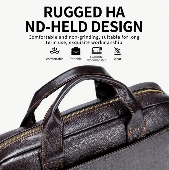 Мъжка универсална и с -20% Промоция кожена бизнес чанта•Черна и кафява