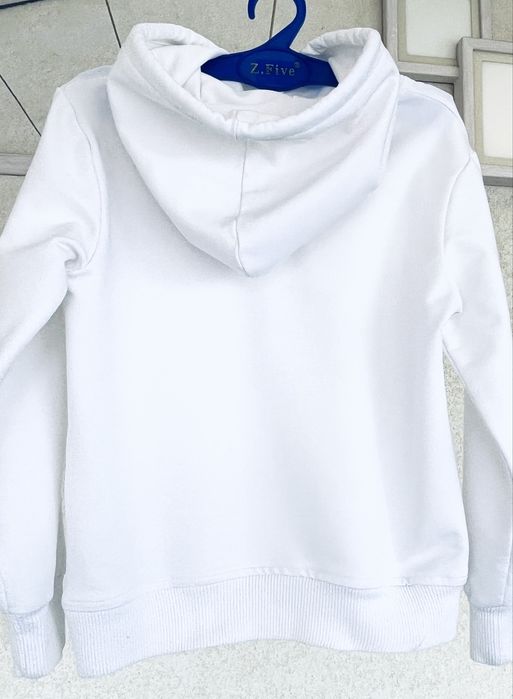 Детско худи с качулка PRADA оригинал унисекс – бяло, за 3-4 години