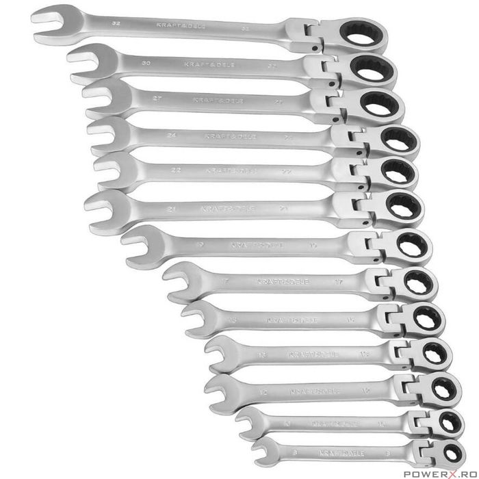 Trusa chei combinate fixe cu clichet, balama, 8-32 mm, 13 bucati,