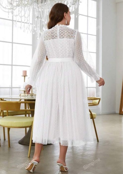 Официална бяла, сватбена рокля, 4ХЛ