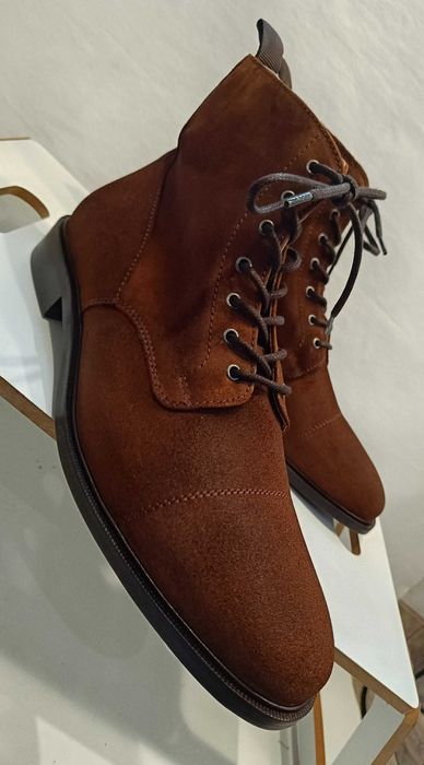 Ghete lace up 45 cap toe de lux Minelli Paris NOI piele naturala moale