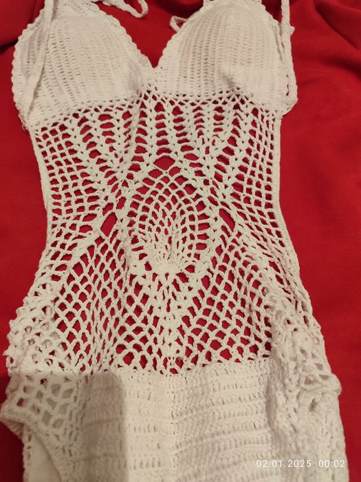 Купальник вязаный, парео