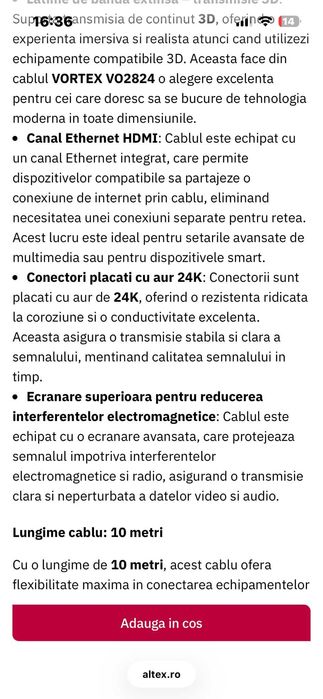 Cablu HDMI 10m (10 metri) 4k ULTRA HD NOU Sigilat