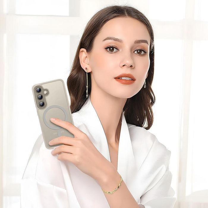 Матов magsafe кейс за samsung galaxy s25 - титаниево сив