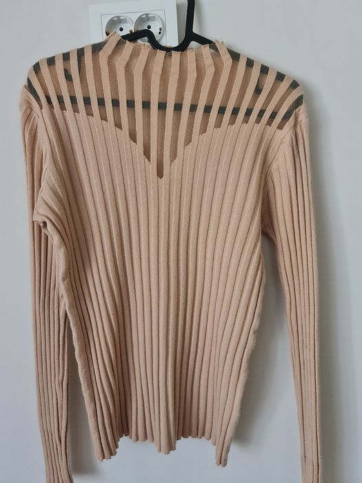 Палто Zara, кожен елек и блуза в бежово